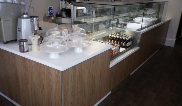 A restaurant chiller displays food for customers